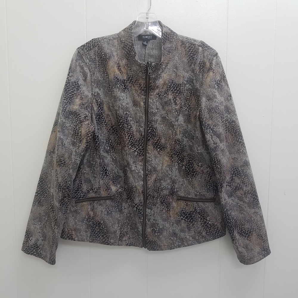 Elementz Snakeskin Print Full Zip Jacket